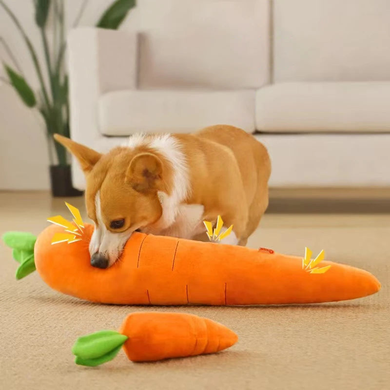 Dog Toy Pet Carrot Plush Toy Vegetable Chew Toy for Small Medium Large Dogs Universal Pet Sound Playing Toy Pet  Accessories