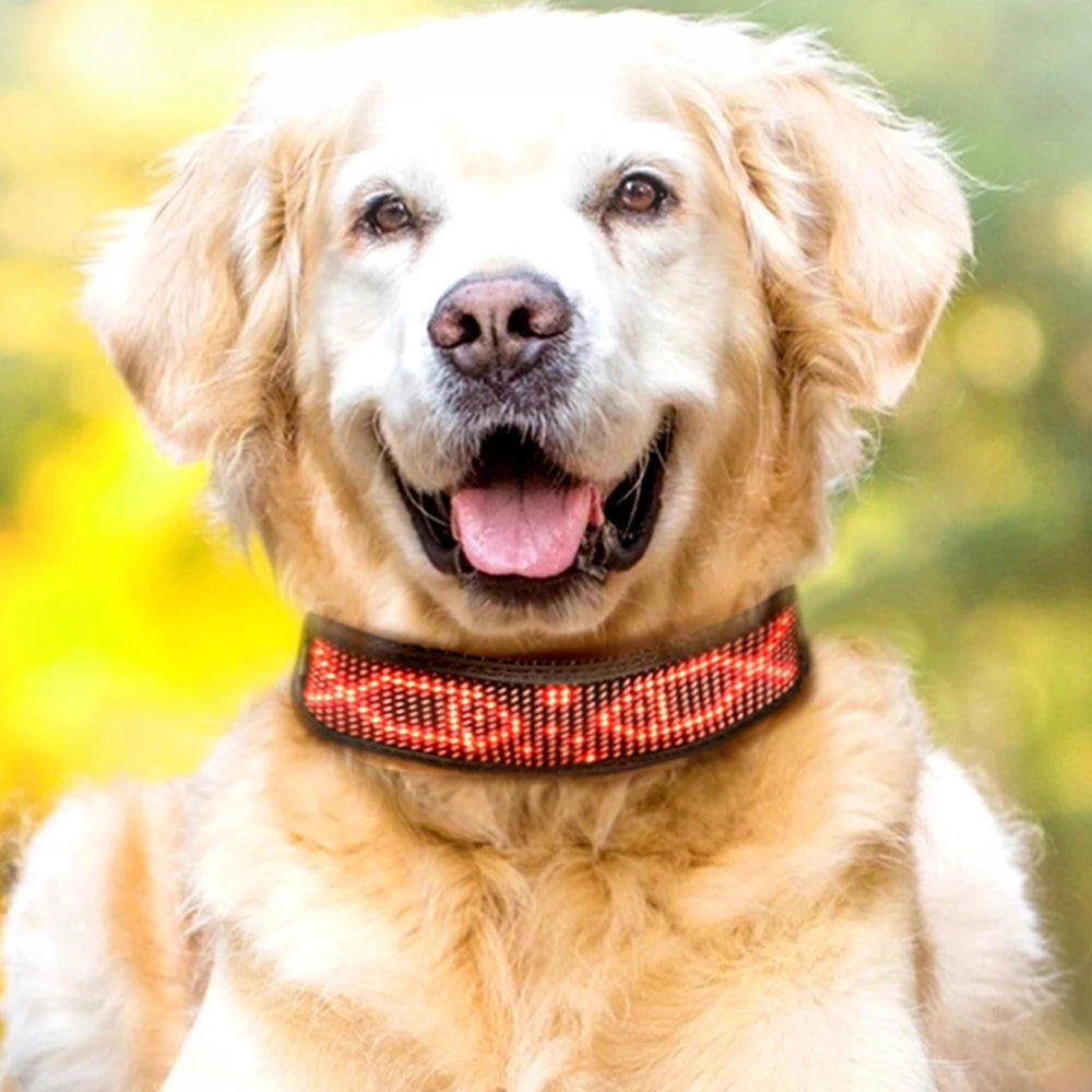 1 Pcs Pet Dog Collar Waterproof Bluetooth Programmable LED Display Board Pet Dog Collar Adjustable Dog Name Sign