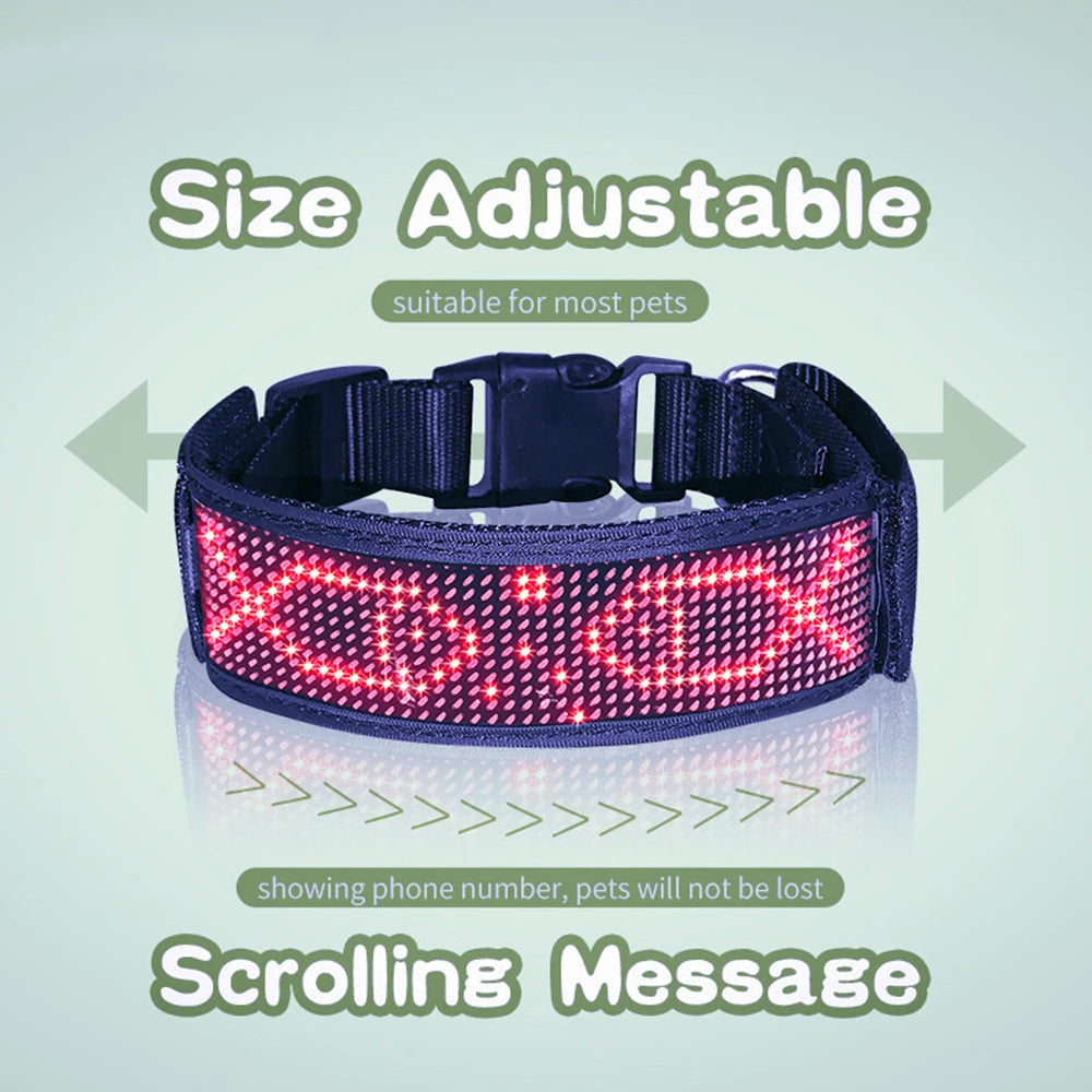 1 Pcs Pet Dog Collar Waterproof Bluetooth Programmable LED Display Board Pet Dog Collar Adjustable Dog Name Sign
