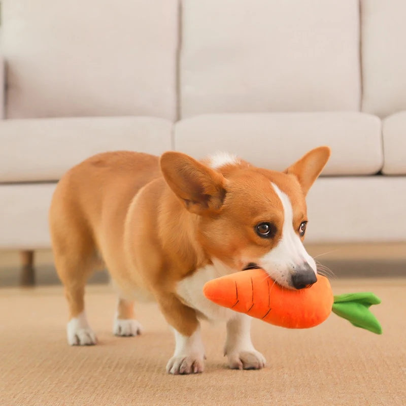 Dog Toy Pet Carrot Plush Toy Vegetable Chew Toy for Small Medium Large Dogs Universal Pet Sound Playing Toy Pet  Accessories