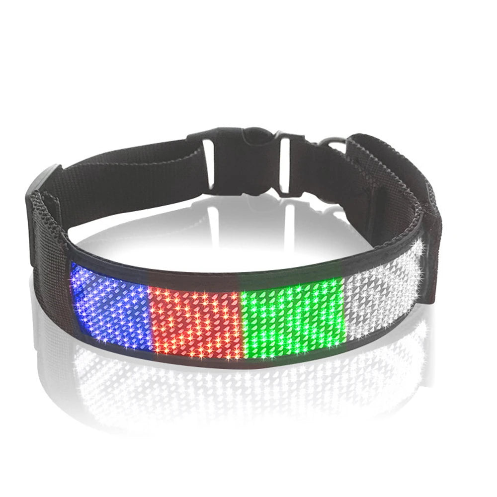 1 Pcs Pet Dog Collar Waterproof Bluetooth Programmable LED Display Board Pet Dog Collar Adjustable Dog Name Sign